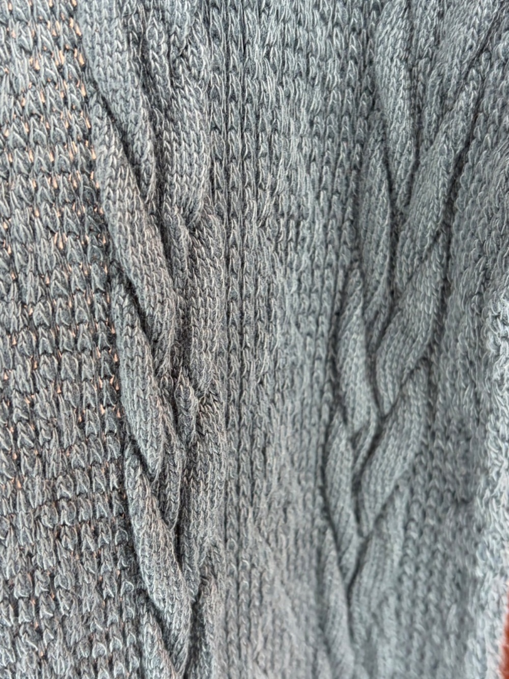 NWOT POL Oversized Cable Knit Patchwork Sleeve Button Jacket Olive Charcoal L - Picture 4 of 8